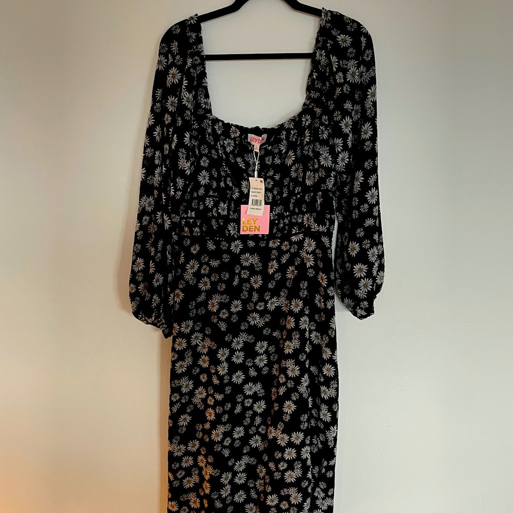 LEYDEN Sheer Shirred Floral Dress, NWT, Size XL